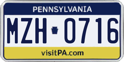 PA license plate MZH0716