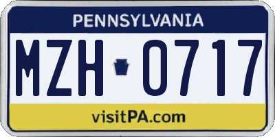 PA license plate MZH0717