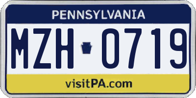 PA license plate MZH0719