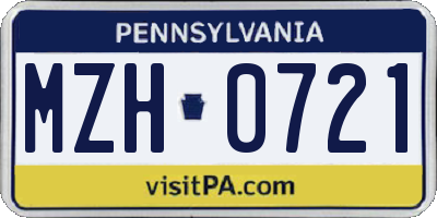PA license plate MZH0721