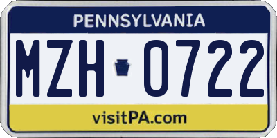 PA license plate MZH0722