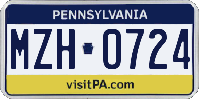 PA license plate MZH0724