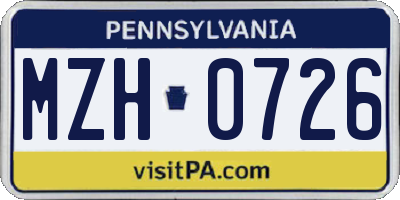 PA license plate MZH0726