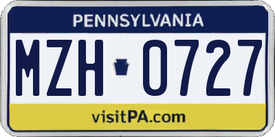 PA license plate MZH0727