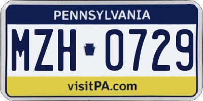 PA license plate MZH0729