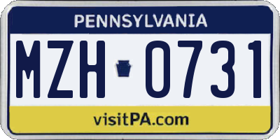PA license plate MZH0731