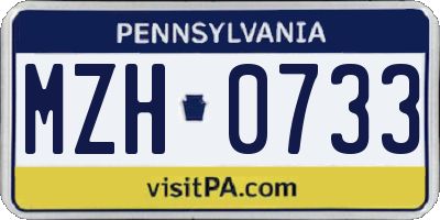 PA license plate MZH0733