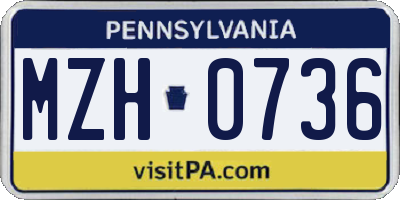 PA license plate MZH0736