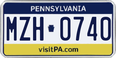 PA license plate MZH0740