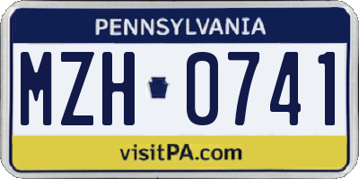 PA license plate MZH0741