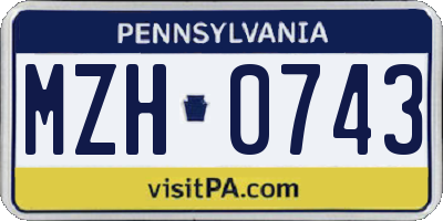 PA license plate MZH0743