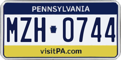 PA license plate MZH0744