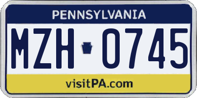 PA license plate MZH0745
