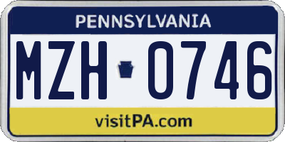 PA license plate MZH0746