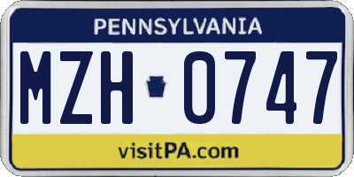 PA license plate MZH0747