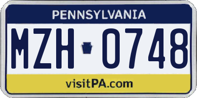 PA license plate MZH0748