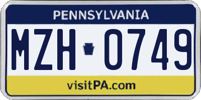 PA license plate MZH0749
