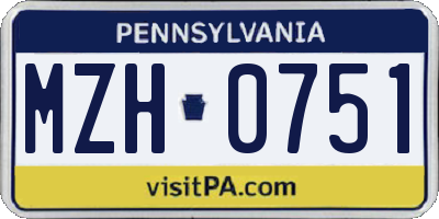 PA license plate MZH0751