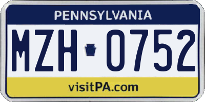 PA license plate MZH0752