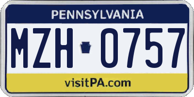 PA license plate MZH0757