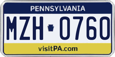 PA license plate MZH0760
