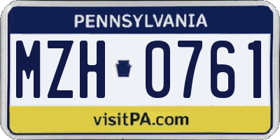 PA license plate MZH0761