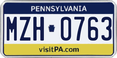 PA license plate MZH0763