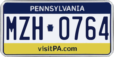 PA license plate MZH0764