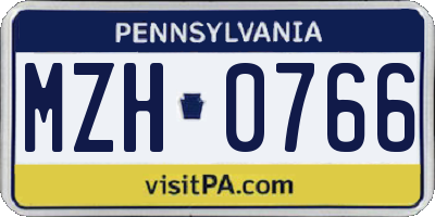 PA license plate MZH0766