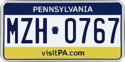 PA license plate MZH0767