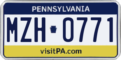 PA license plate MZH0771
