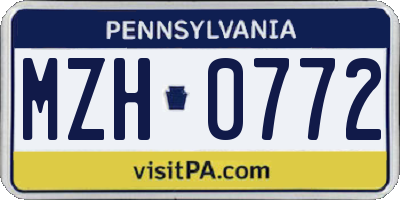 PA license plate MZH0772