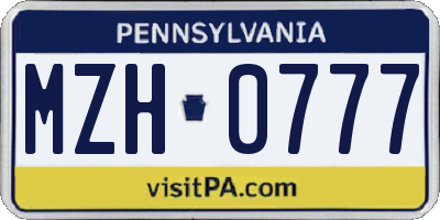 PA license plate MZH0777