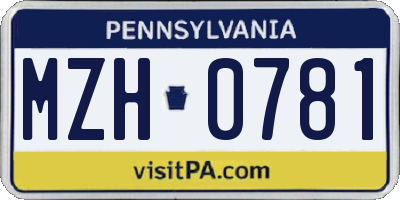 PA license plate MZH0781
