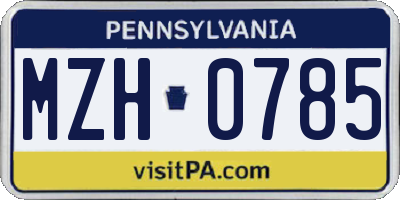 PA license plate MZH0785