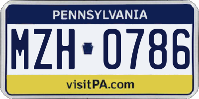 PA license plate MZH0786