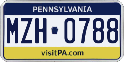 PA license plate MZH0788