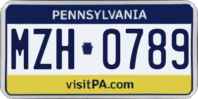 PA license plate MZH0789
