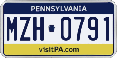 PA license plate MZH0791