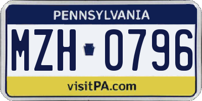 PA license plate MZH0796