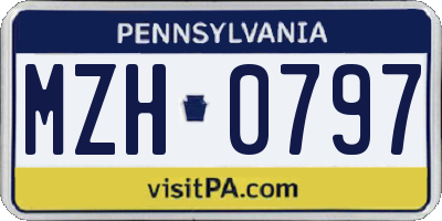 PA license plate MZH0797
