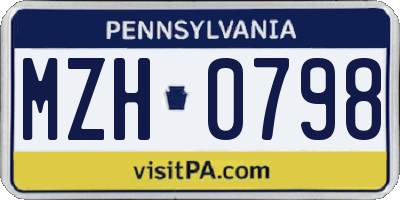 PA license plate MZH0798