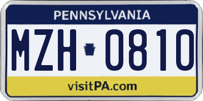 PA license plate MZH0810