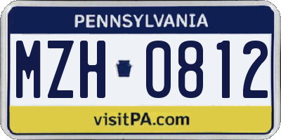 PA license plate MZH0812