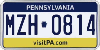 PA license plate MZH0814