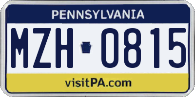 PA license plate MZH0815