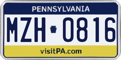 PA license plate MZH0816