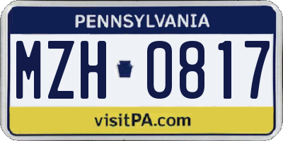 PA license plate MZH0817