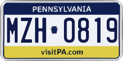 PA license plate MZH0819