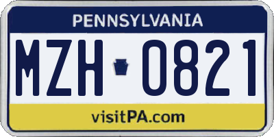PA license plate MZH0821